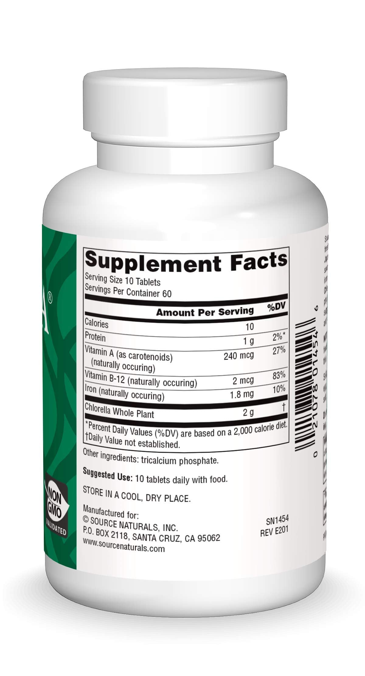 Source Naturals tabletas apiladas mostrando textura y ventaja de dosificación