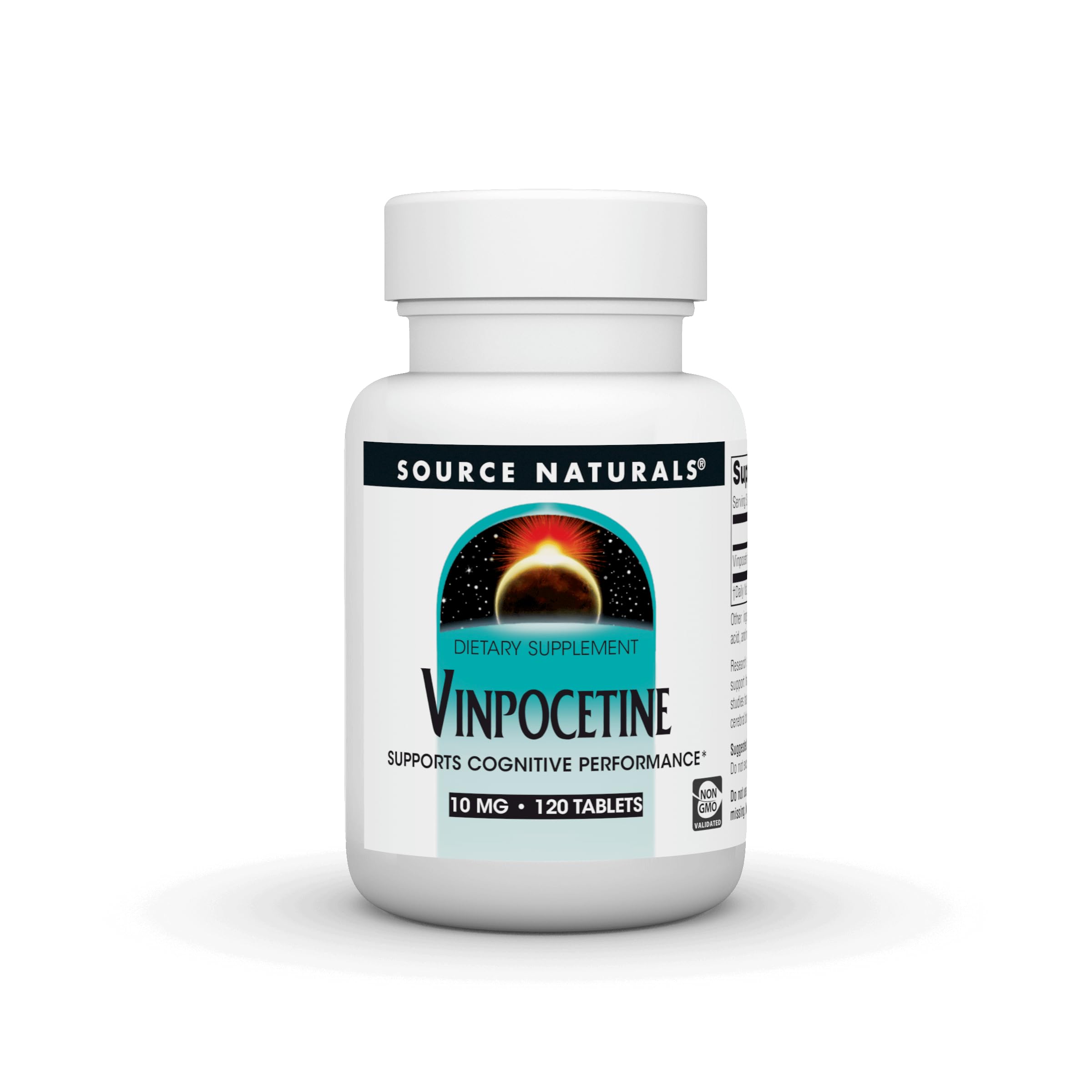 Source Naturals frasco frontal mostrando 120 comprimidos y beneficio cognitivo