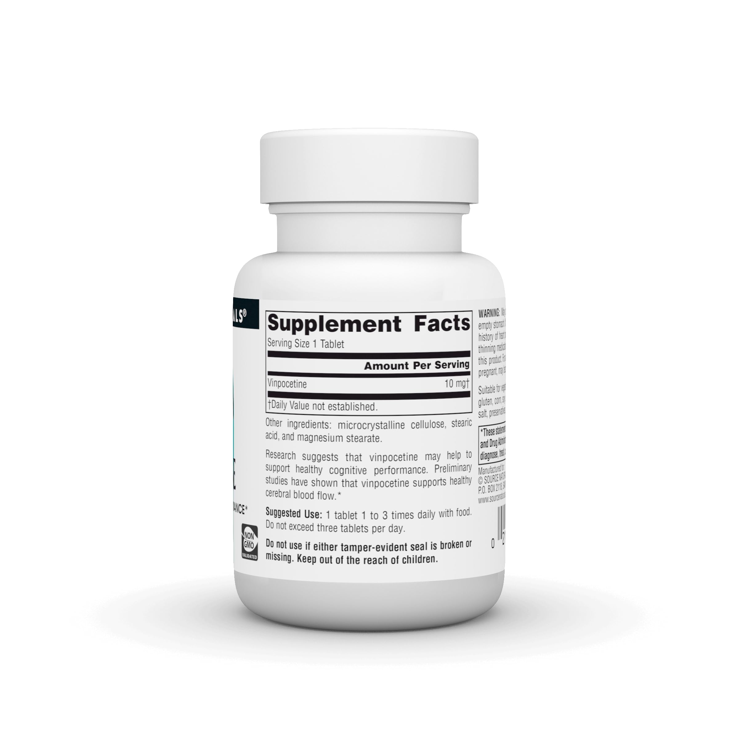 Source Naturals comprimido de vinpocetina 10 mg, detalle que facilita la dosificación