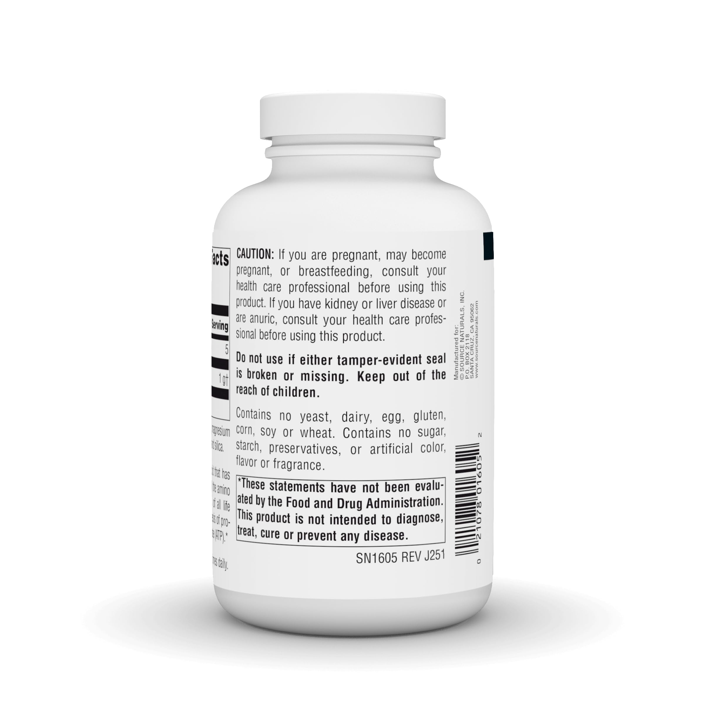Source Naturals etiqueta nutricional legible con información de dosis