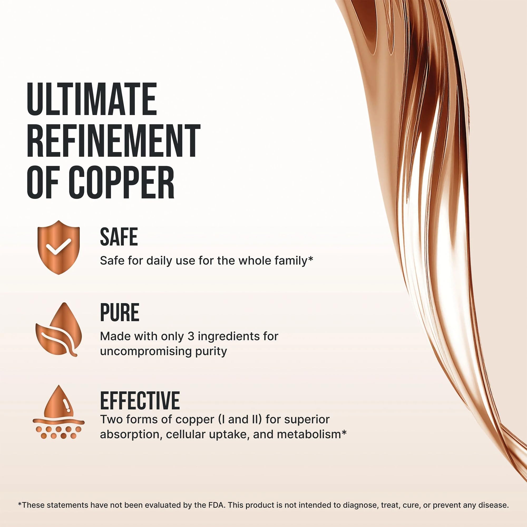 Sovereign Copper etiqueta nutricional nítida, beneficio transparencia de ingredientes
