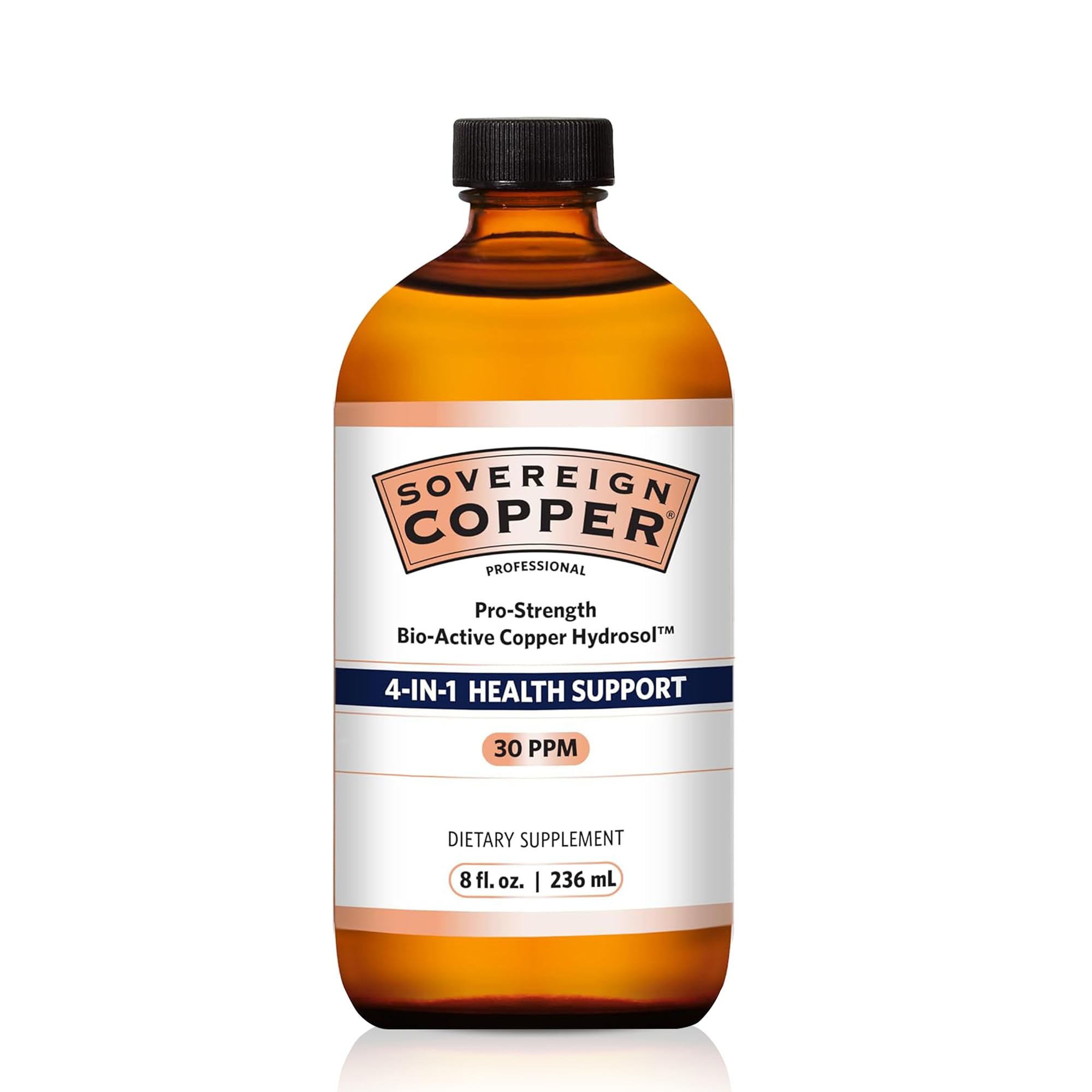 Sovereign Copper vista frontal del envase con diseño profesional y confianza
