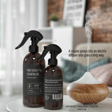 Spa Sense primer plano de hojas de eucalipto junto al frasco destacando origen natural