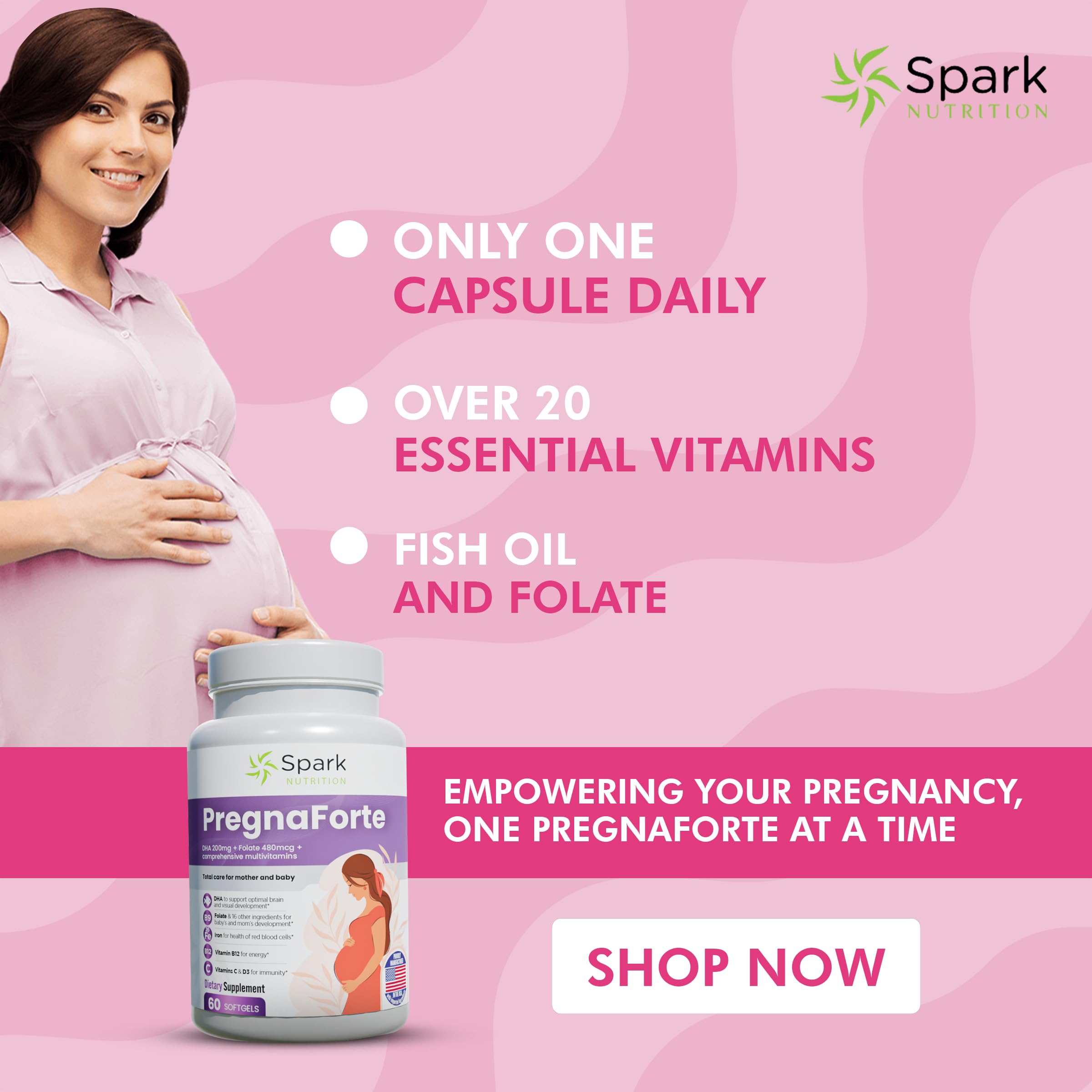 Spark Nutrition cápsula en mano para comparar tamaño y facilidad de ingesta