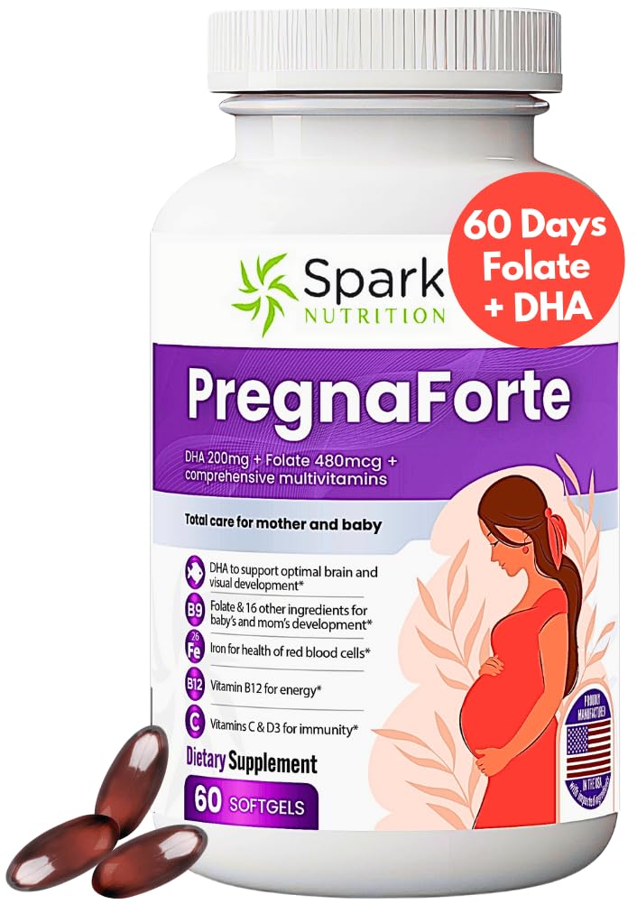 Spark Nutrition frente del envase mostrando Pregnaforte y beneficios claros