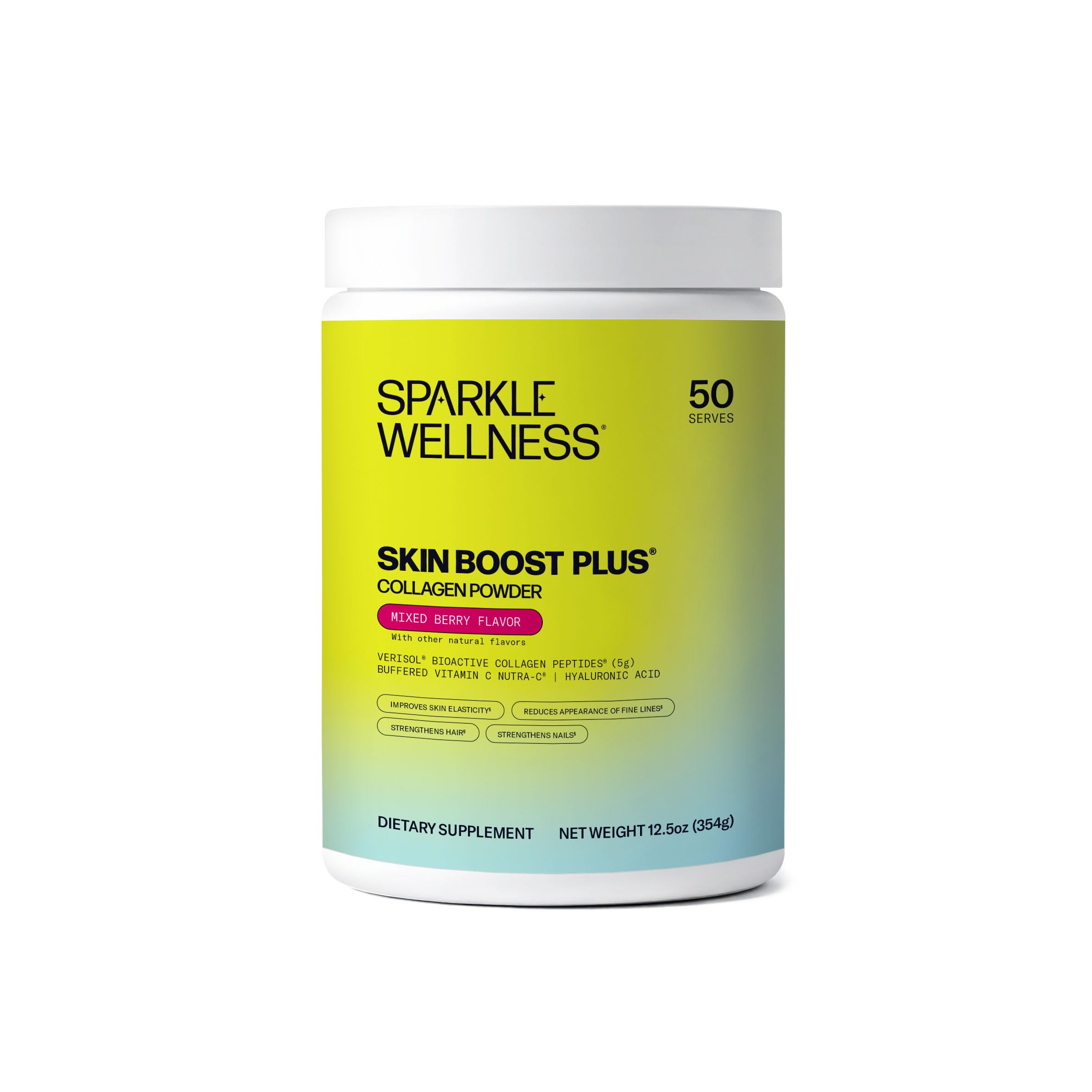 Sparkle Wellness envase frente mostrando la marca y diseño claro