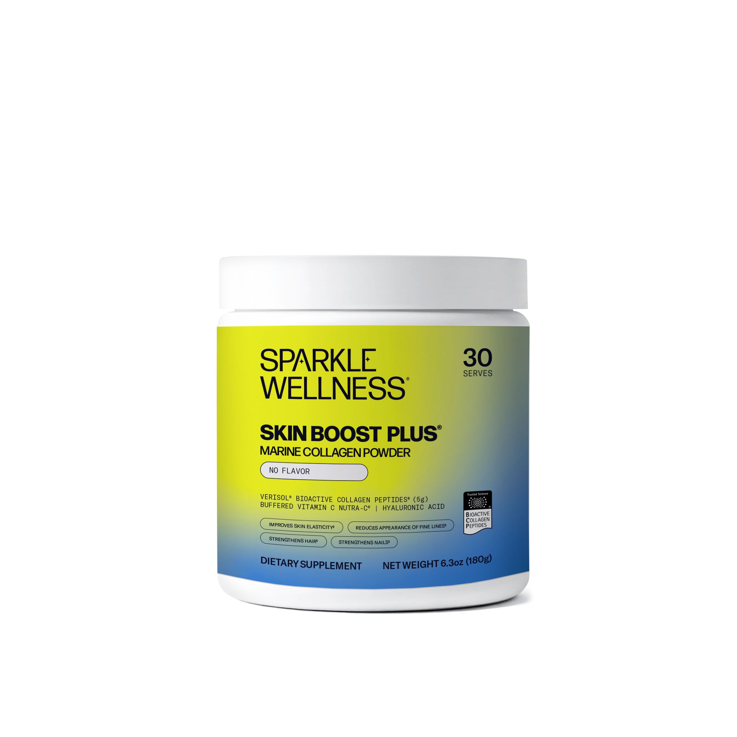 Sparkle Wellness envase frontal mostrando diseño y cantidad, claro y profesional