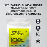 Sparkle Wellness comparación de tamaño del envase y lista de ingredientes clave