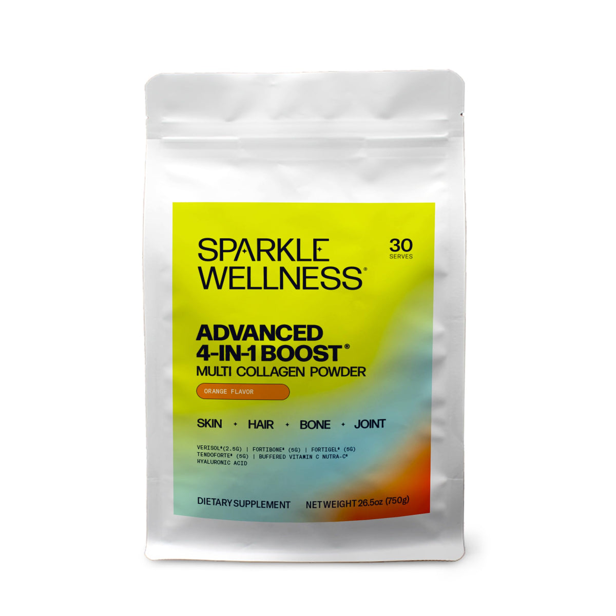 Sparkle Wellness frente del envase mostrando etiqueta y beneficios visibles