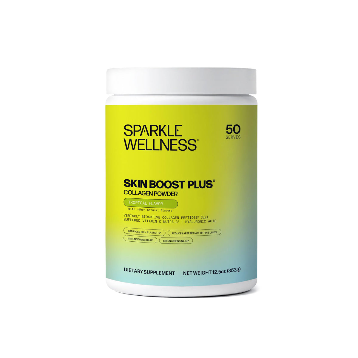 Sparkle Wellness envase frontal mostrando etiqueta y beneficios visibles