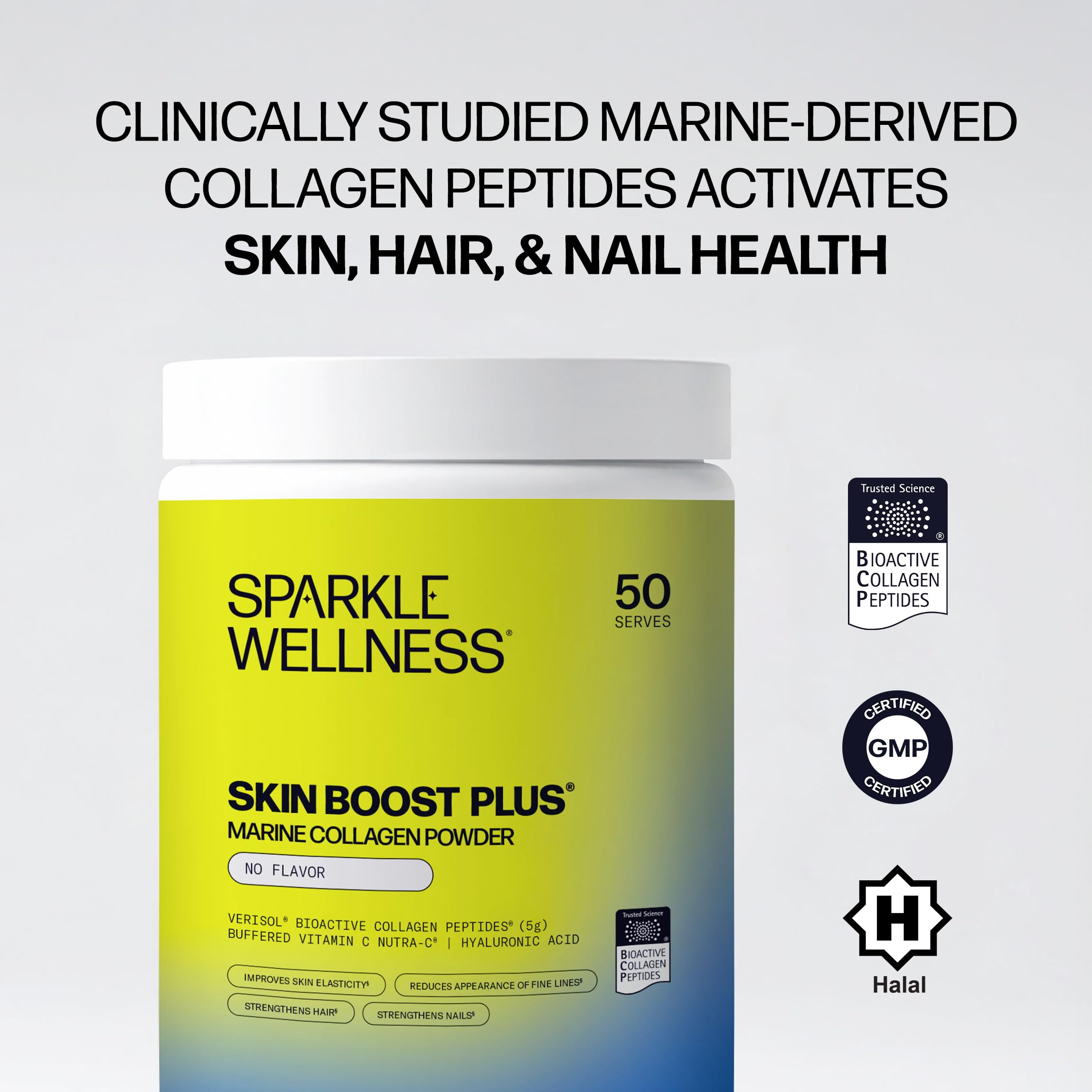 Textura del polvo Sparkle Wellness cerca, destacando mezcla fina y disolución fácil