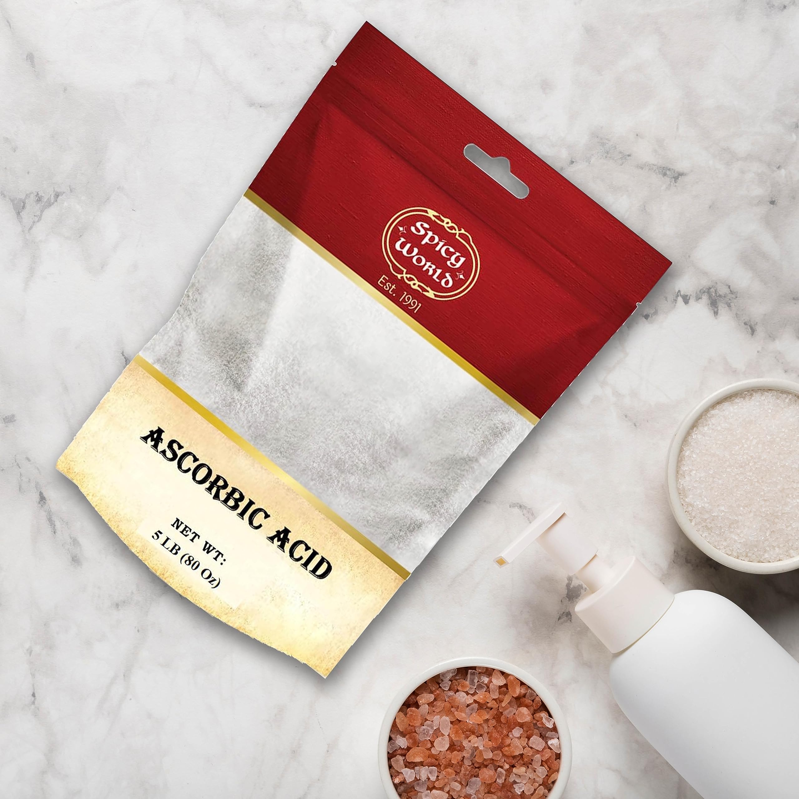 Spicy World comparación de tamaño del envase para valorar volumen