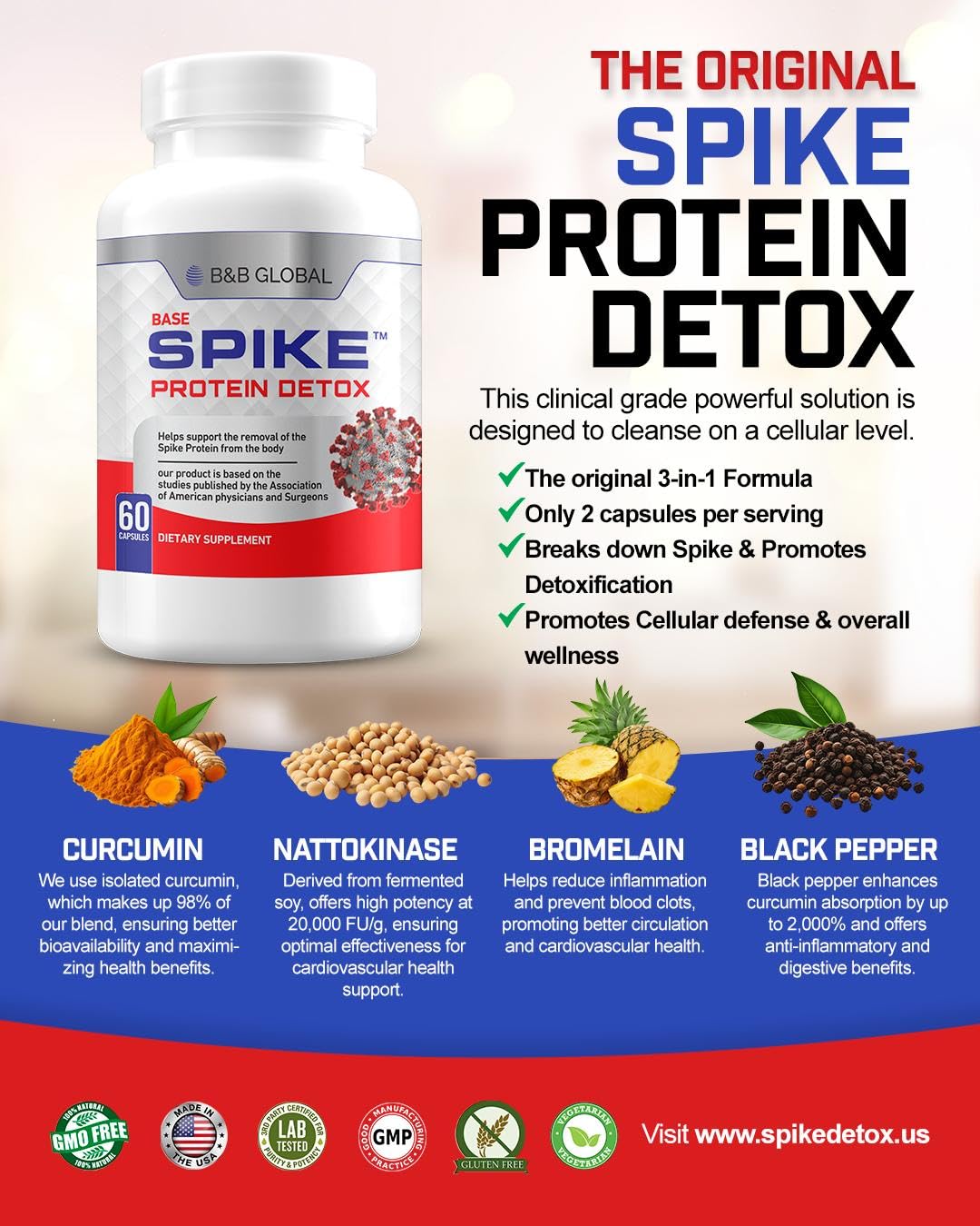 Spike Protein Detox detalle de textura y ingredientes para confianza de calidad