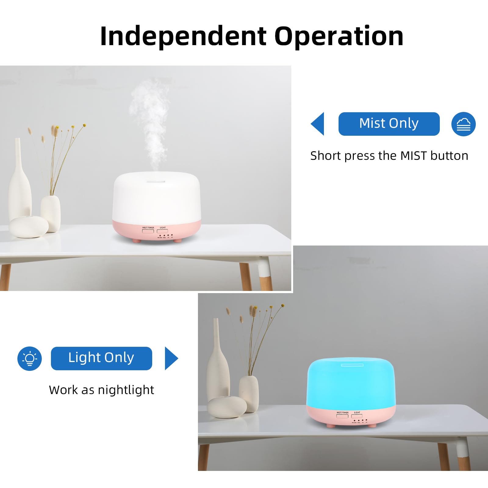 SPLITSKY en mesita con niebla suave, crea ambiente relajante