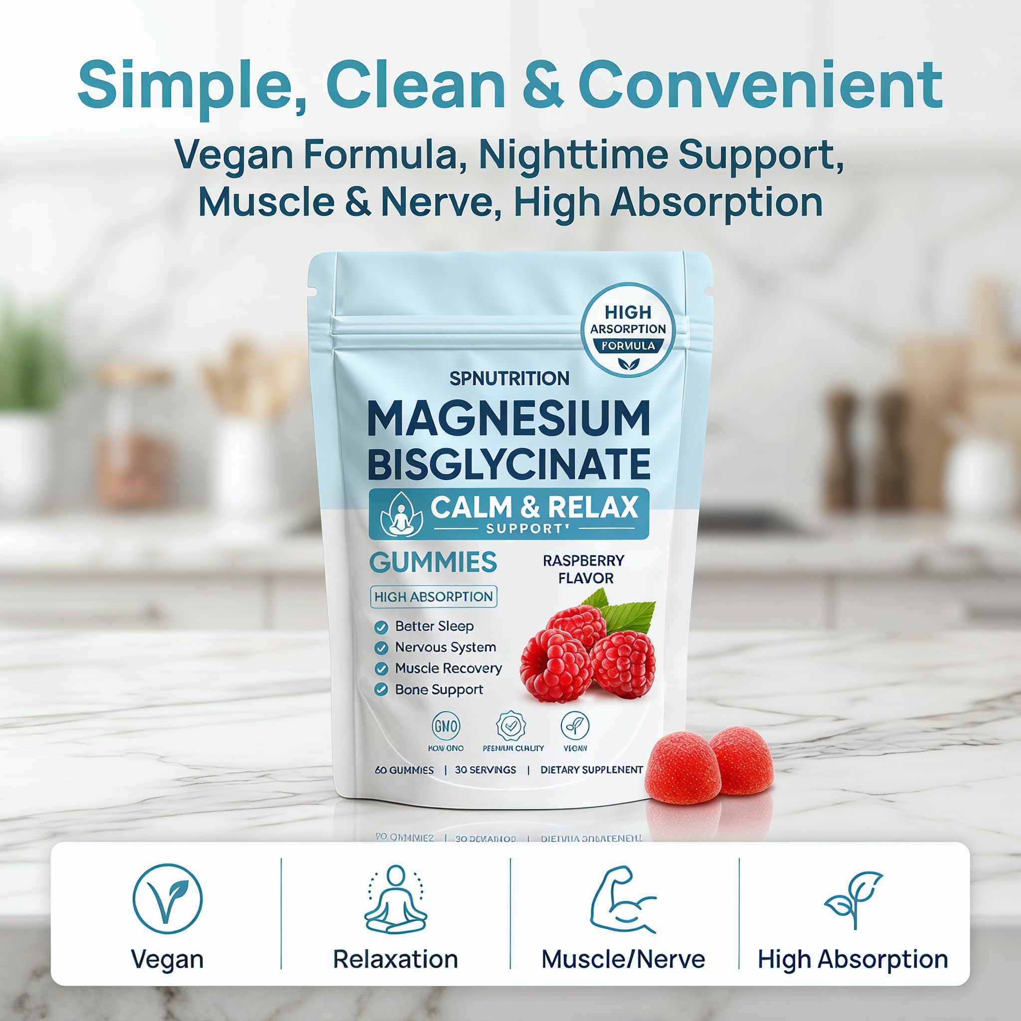 SPNUTRITION etiqueta con ingredientes que destaca magnesio bisglicinato