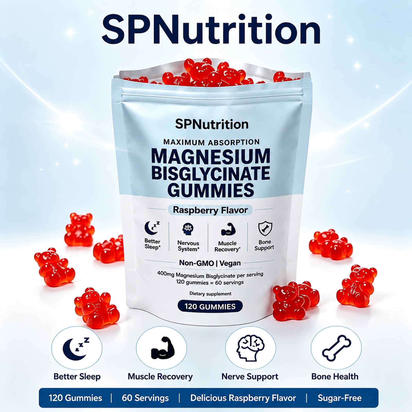 SPNutrition primer plano de textura gomosa mostrando calidad y suavidad