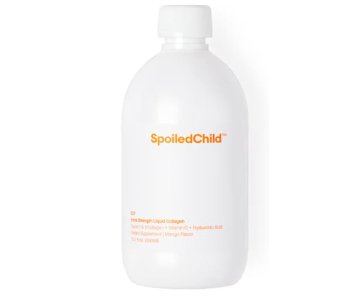 SpoiledChild botella frontal con etiqueta clara y beneficio de uso diario