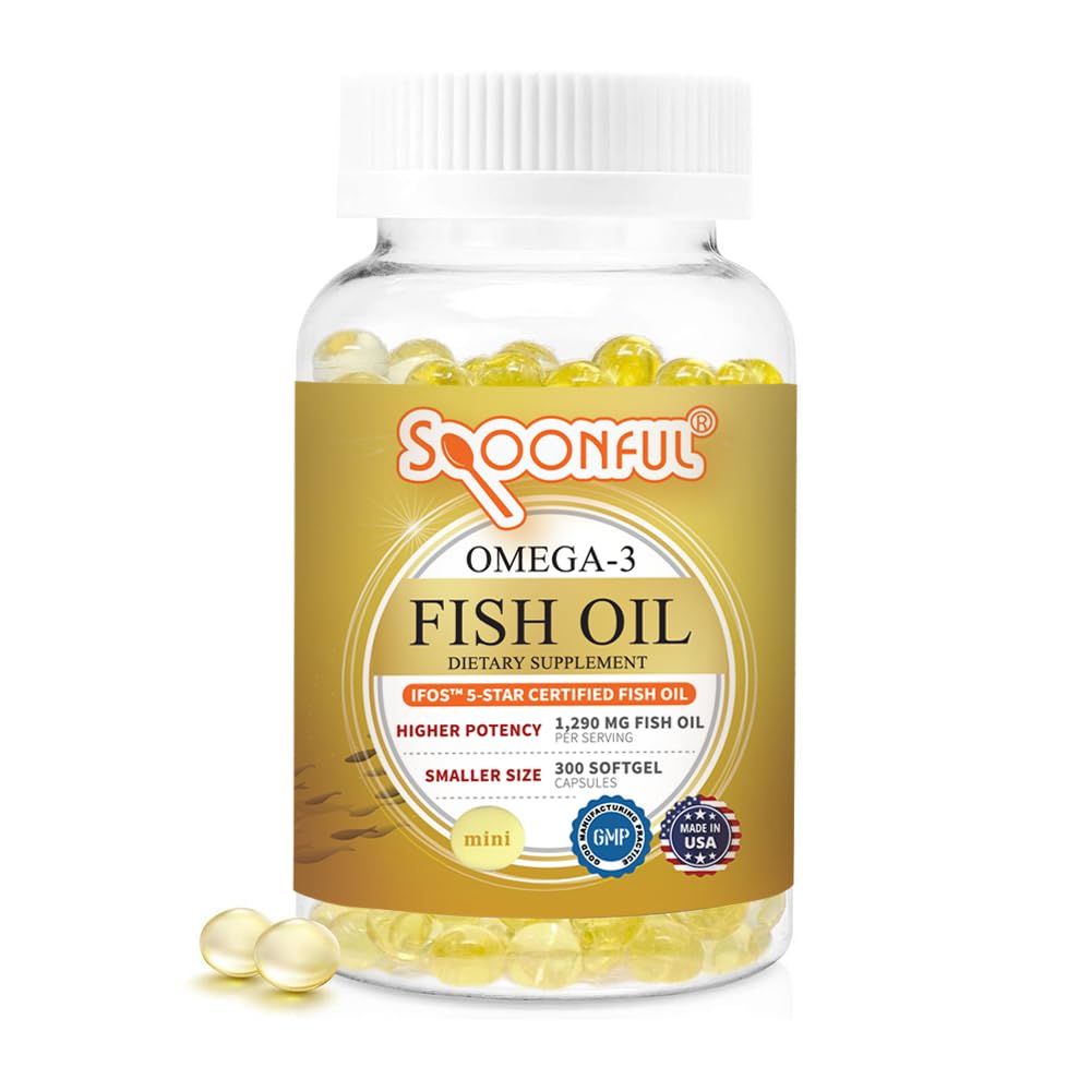 Spoonful frontal del envase mini omega3 mostrando tamaño y cantidad