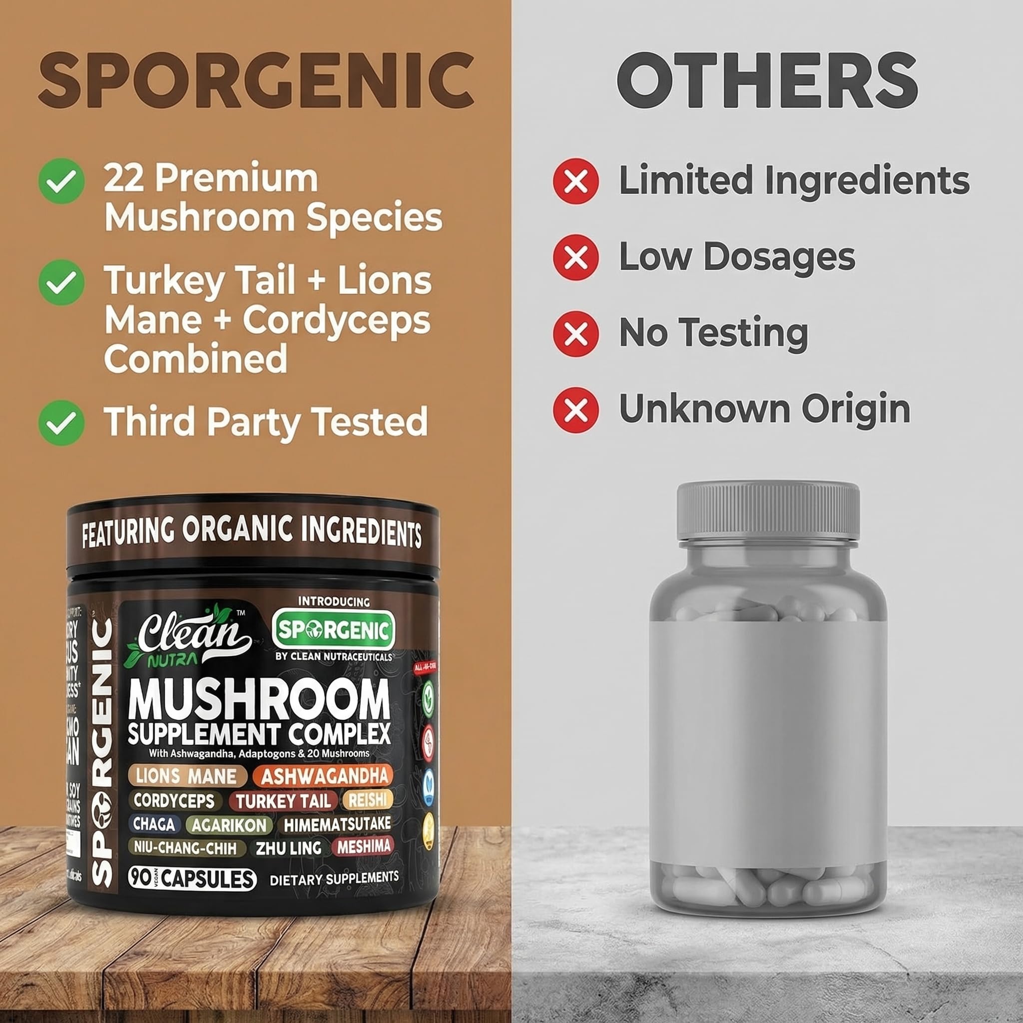 Clean Nutraceuticals cápsula junto a una moneda para referencia tamaño