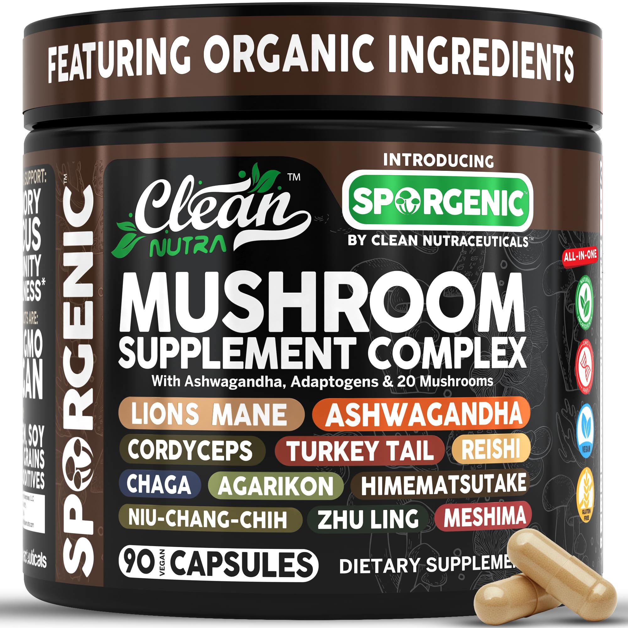 Clean Nutraceuticals frente del envase mostrando mezcla orgánica