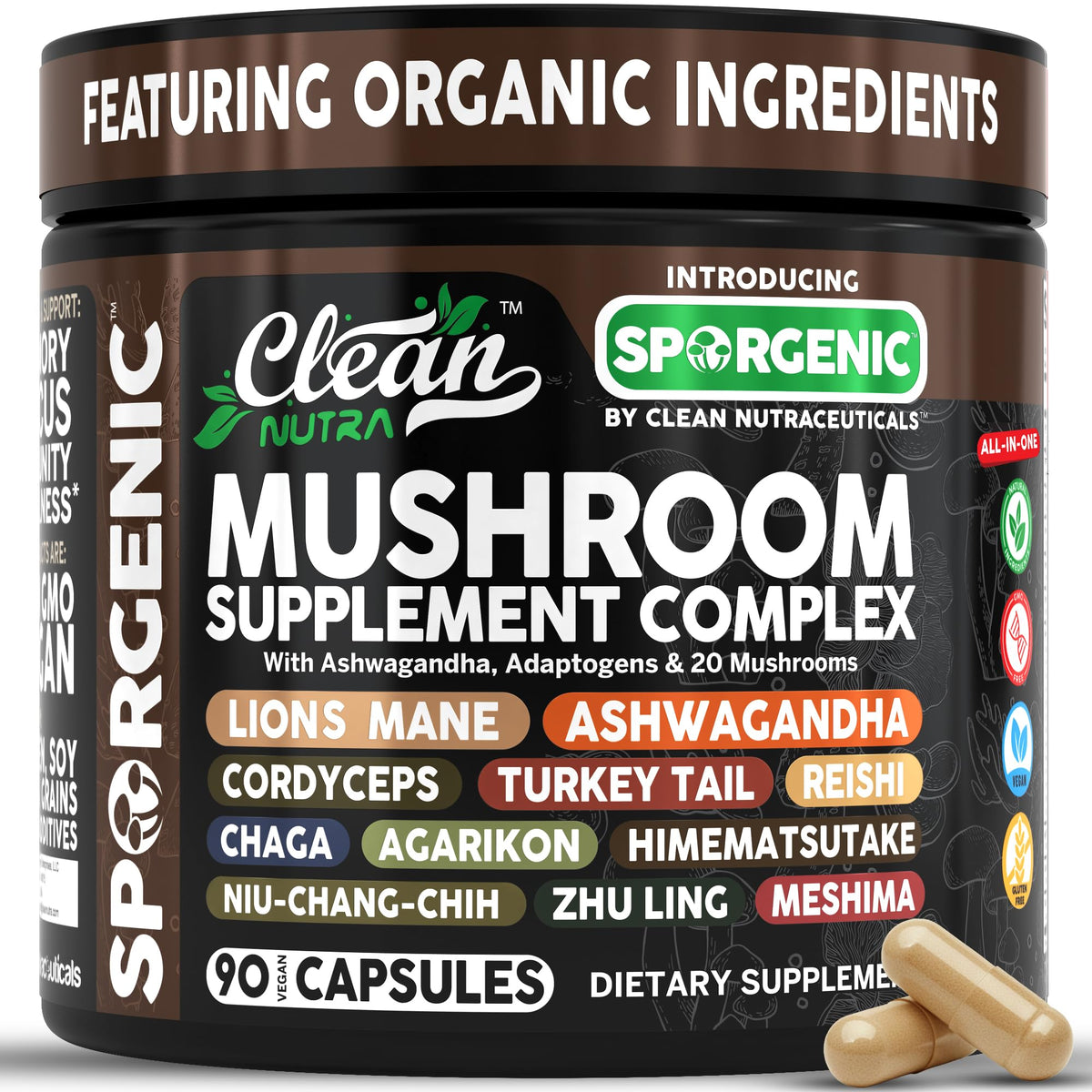 Clean Nutraceuticals frente del envase mostrando mezcla orgánica