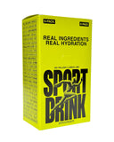 Sport Drink polvo disolviéndose en vaso con agua, hidratación inmediata