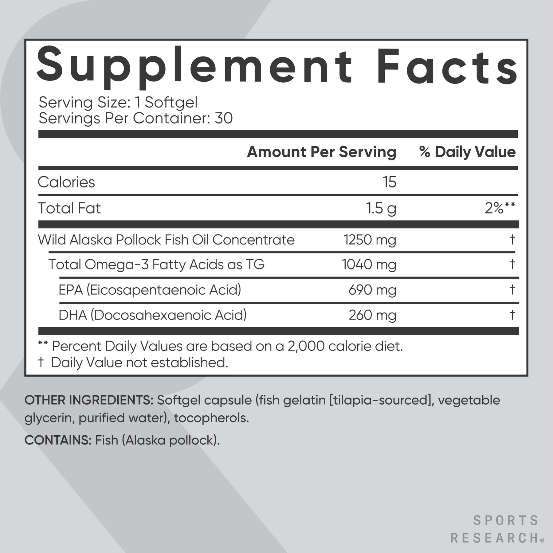 Sports Research gota de aceite clara, ilustrando limpieza y calidad del producto