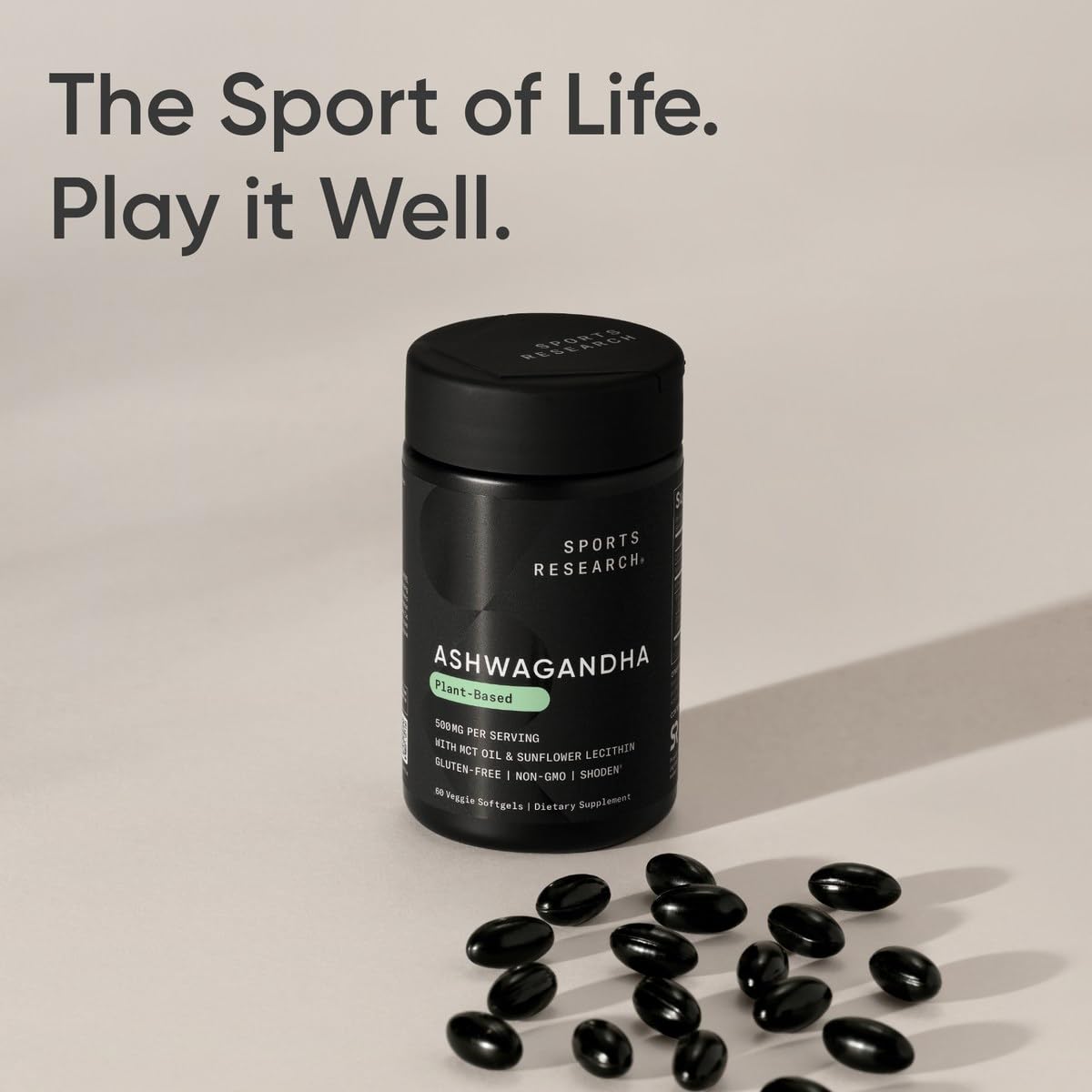 Sports Research raíces y hojas de ashwagandha indicando origen sostenible