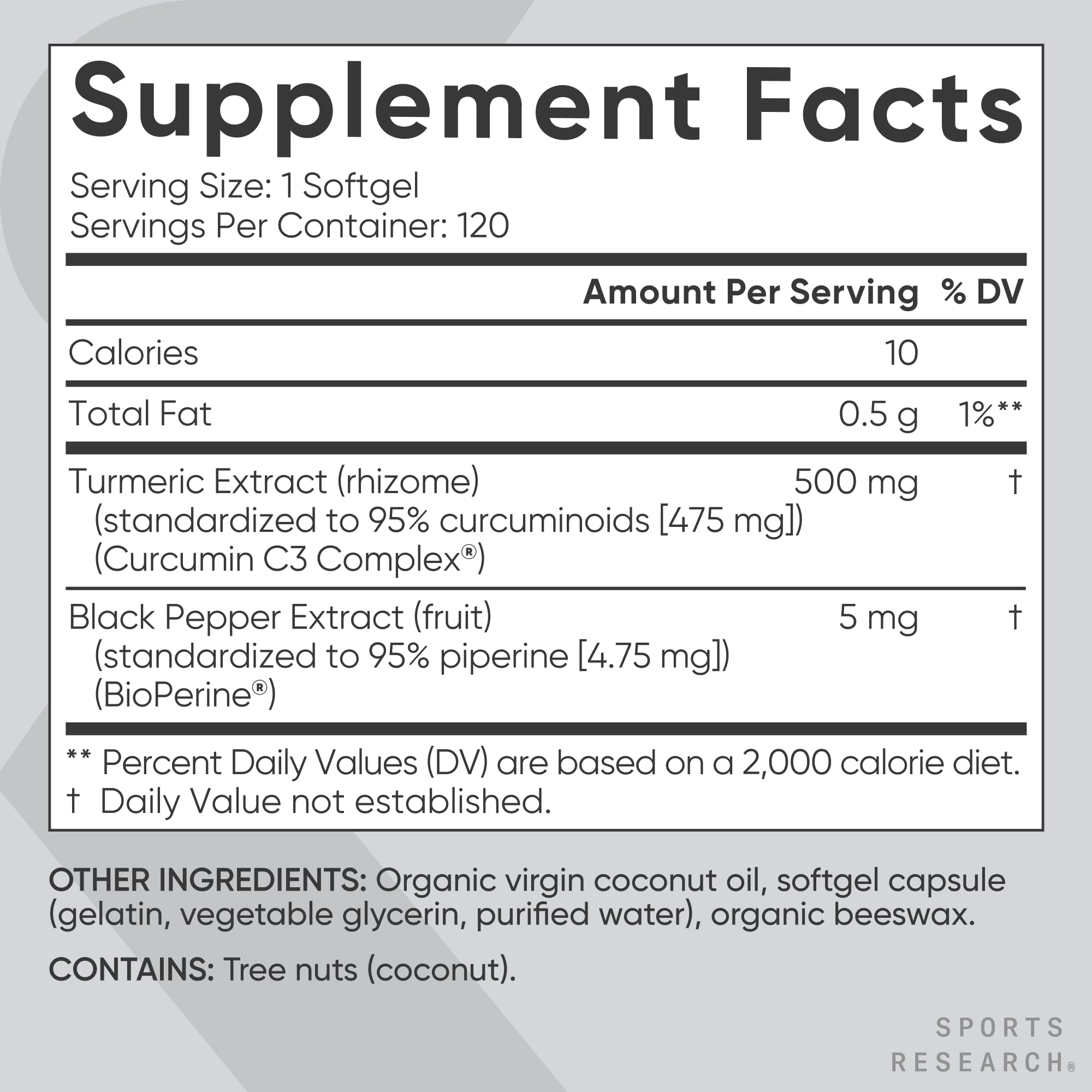 Sports Research BioPerine detalle de etiqueta que indica potenciador de absorción