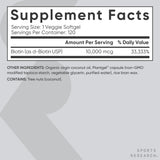 Sports Research etiqueta nutricional con detalle de 10,000 mcg por porción y transparencia