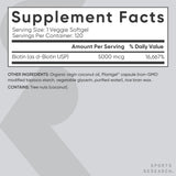 Etiqueta nutricional de Sports Research Biotin con información clara