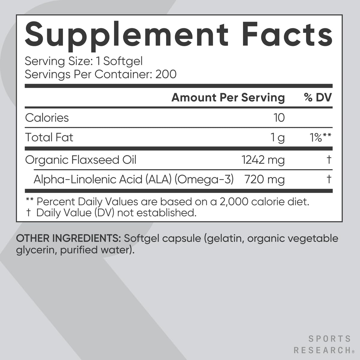 Envase abierto de Sports Research con varias softgels organizadas y visibles