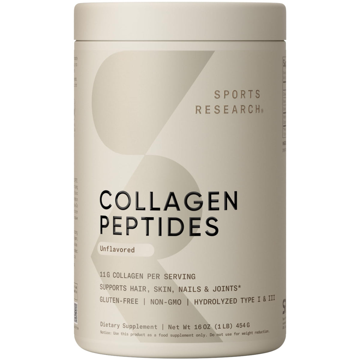 Sports Research frasco 16oz mostrando el empaque y tamaño fácil de almacenar