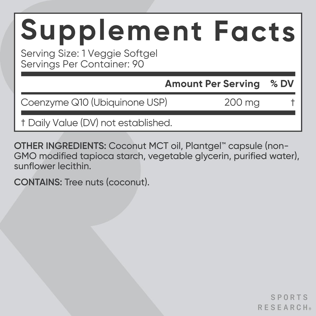 Sports Research etiqueta nutricional detallada con ingredientes transparentes