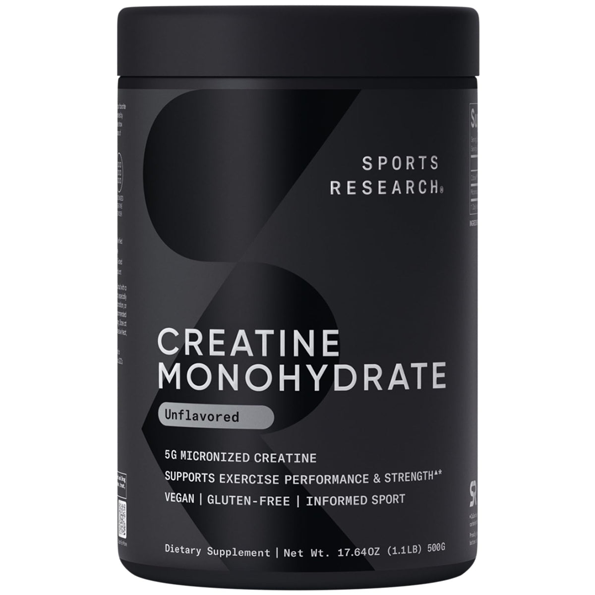 Sports Research envase frontal mostrando 100 porciones y beneficio de pureza