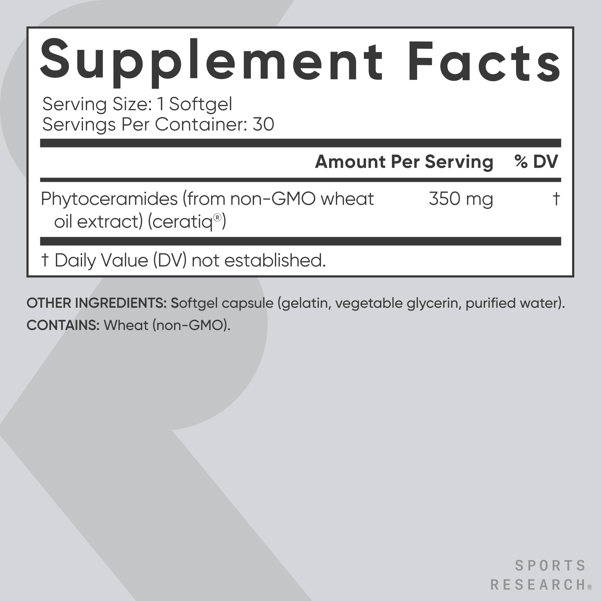 Sports Research etiqueta destacando Ceratiq y lista de ingredientes clave