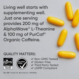 Sports Research etiqueta con ingredientes Alphawave y PurCaf claros