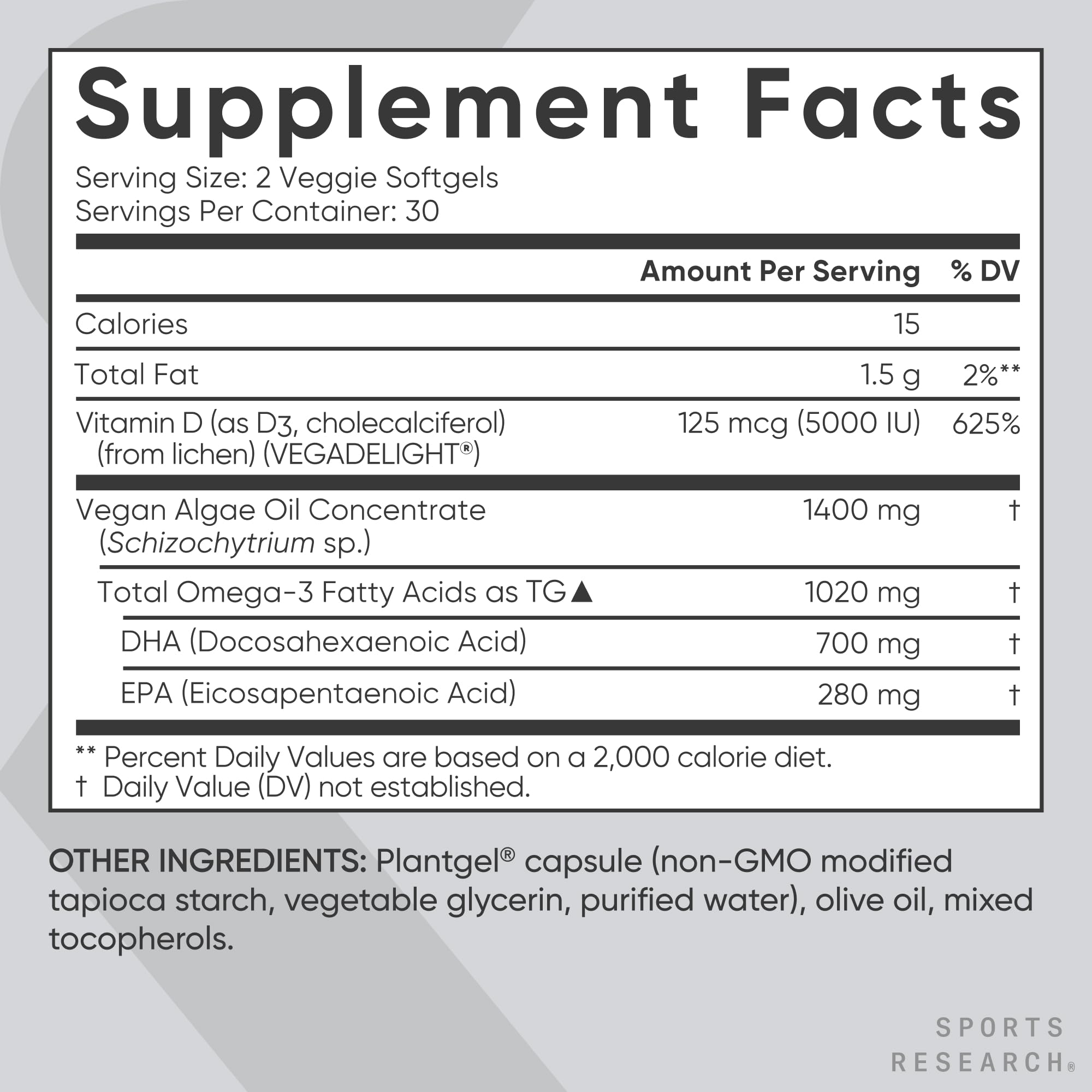Sports Research etiqueta nutricional en primer plano con información transparente