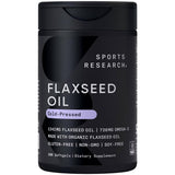 Sports Research frasco frontal con 200 softgels mostrando tamaño y marca