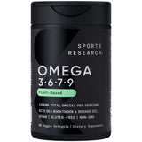 Sports Research frasco frontal mostrando 90 Plantgels y beneficios veganos
