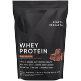 Sports Research empaque frontal mostrando 5.42 lb y sabor chocolate holandés, fácil identificación