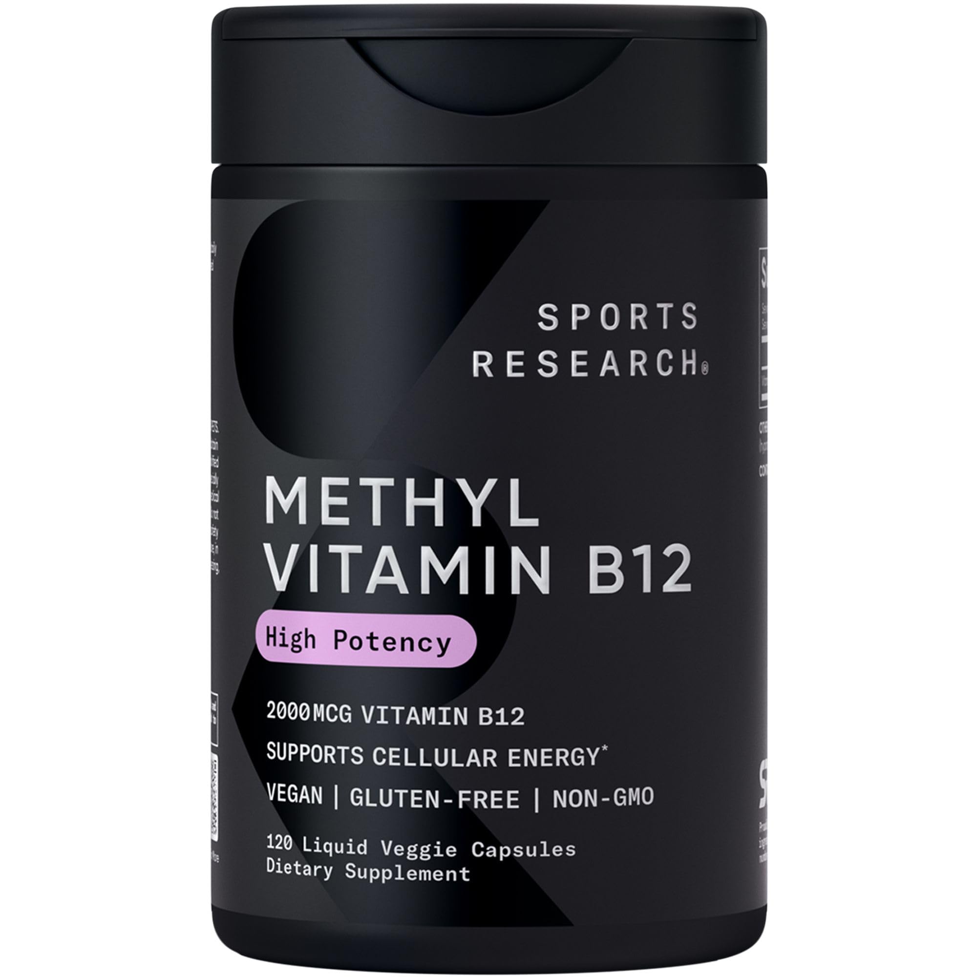Sports Research envase frontal mostrando tamaño y potencia 2000 mcg