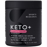 Sports Research frente del envase del polvo Raspberry Lemonade con diseño claro y beneficios visibles