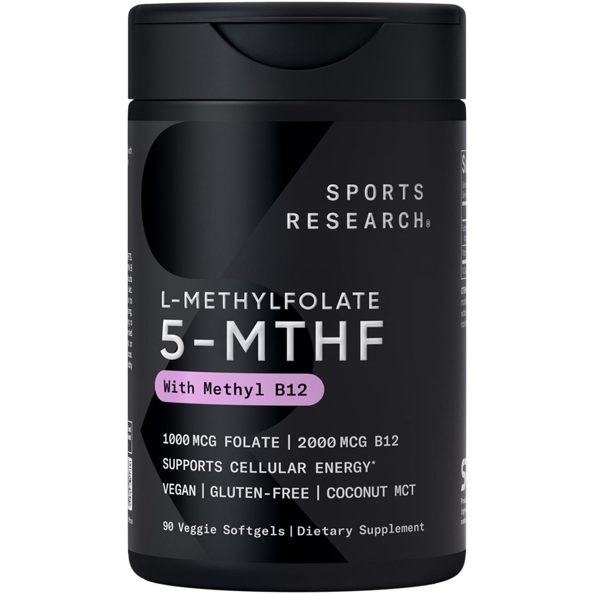 Sports Research frasco frontal de plantgels que muestra dosis clara y beneficio de absorción