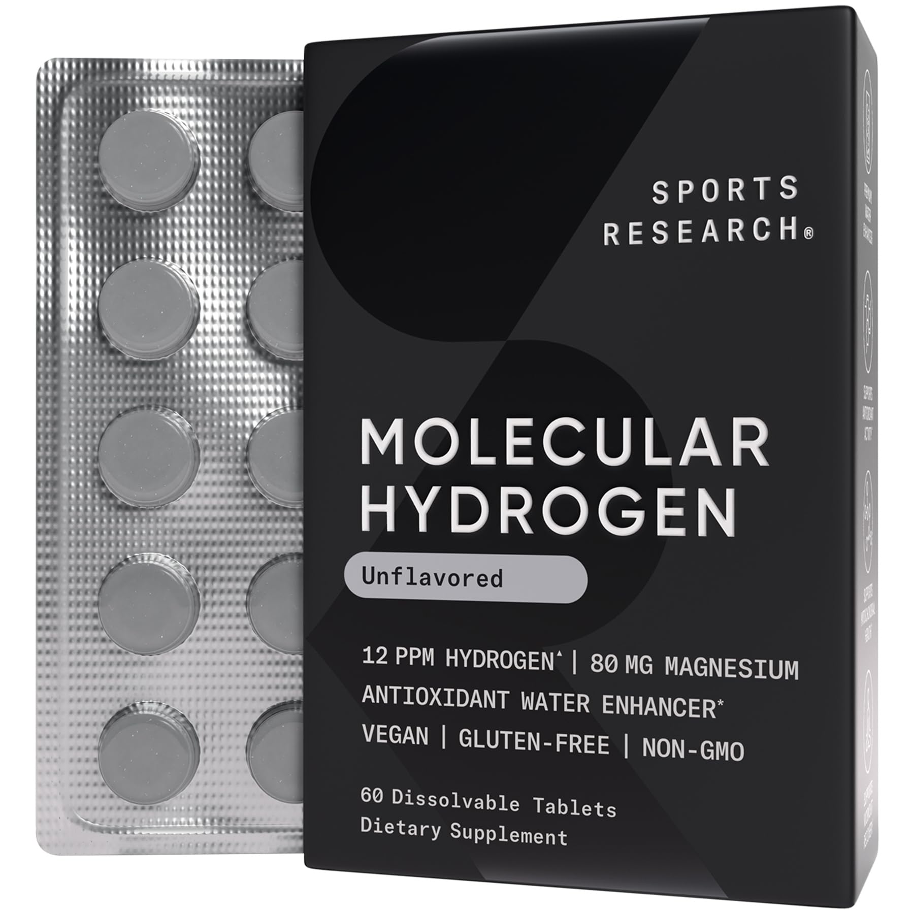 Sports Research envase frontal mostrando 60 dosis y ventajas prácticas