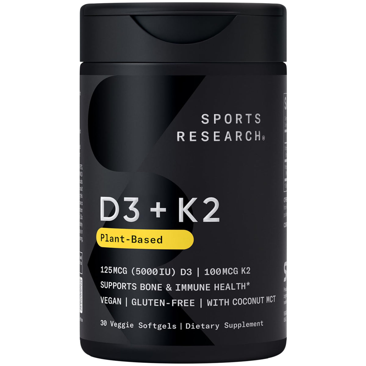 Sports Research frontal del envase mostrando el producto vegano y beneficios