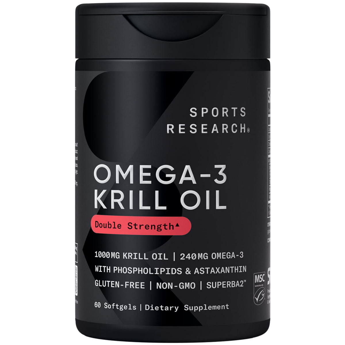 Sports Research frasco frontal mostrando 60 cápsulas y ventaja de concentración