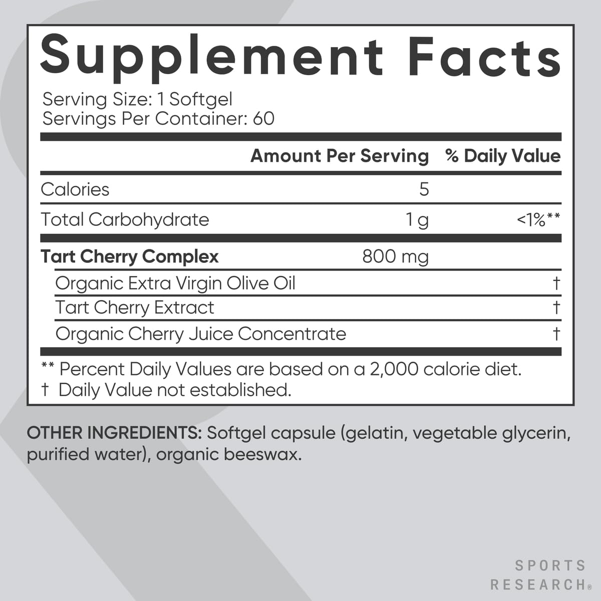 Sports Research etiqueta con ingredientes y certificaciones claras