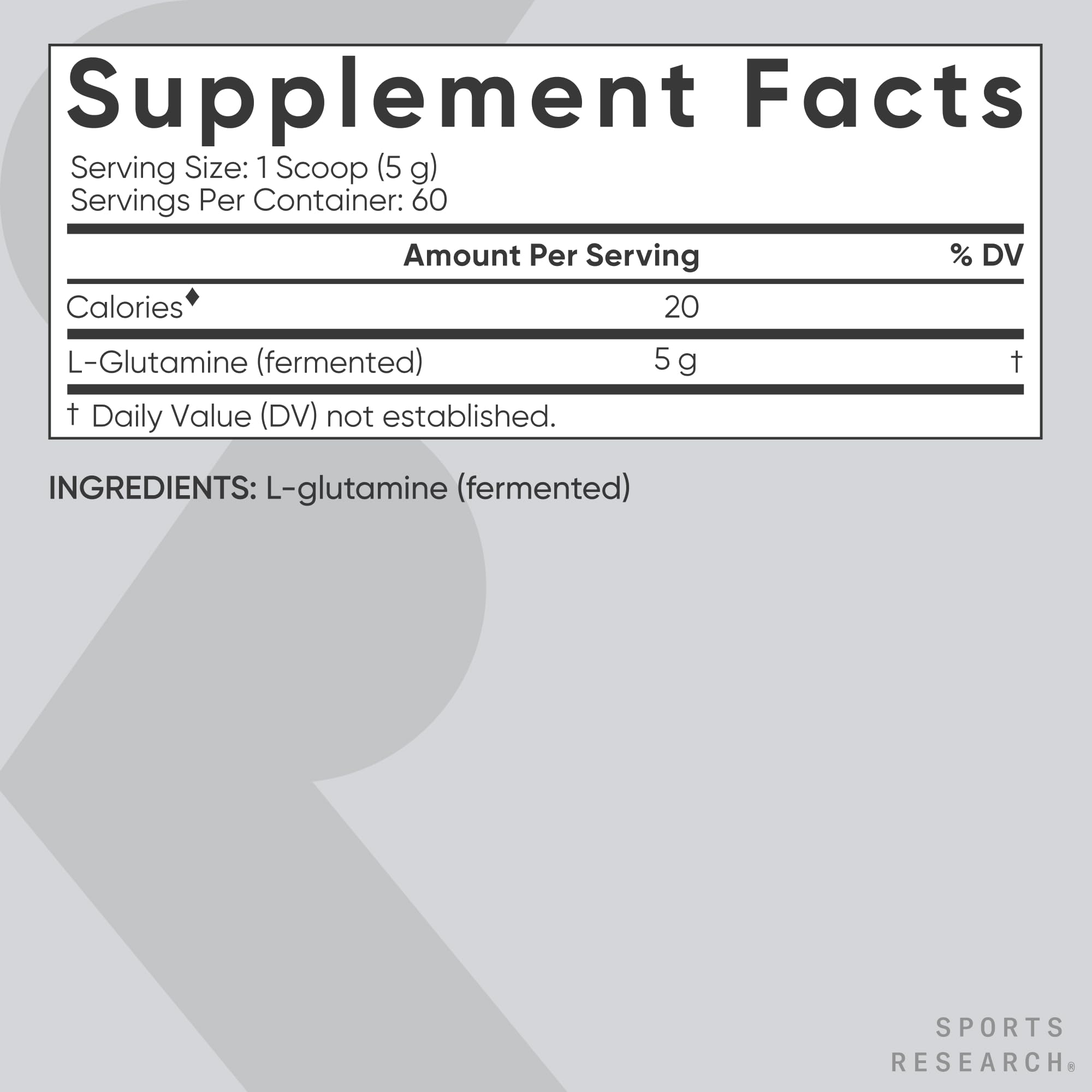 Sports Research detalle de etiqueta con certificaciones y datos de pureza