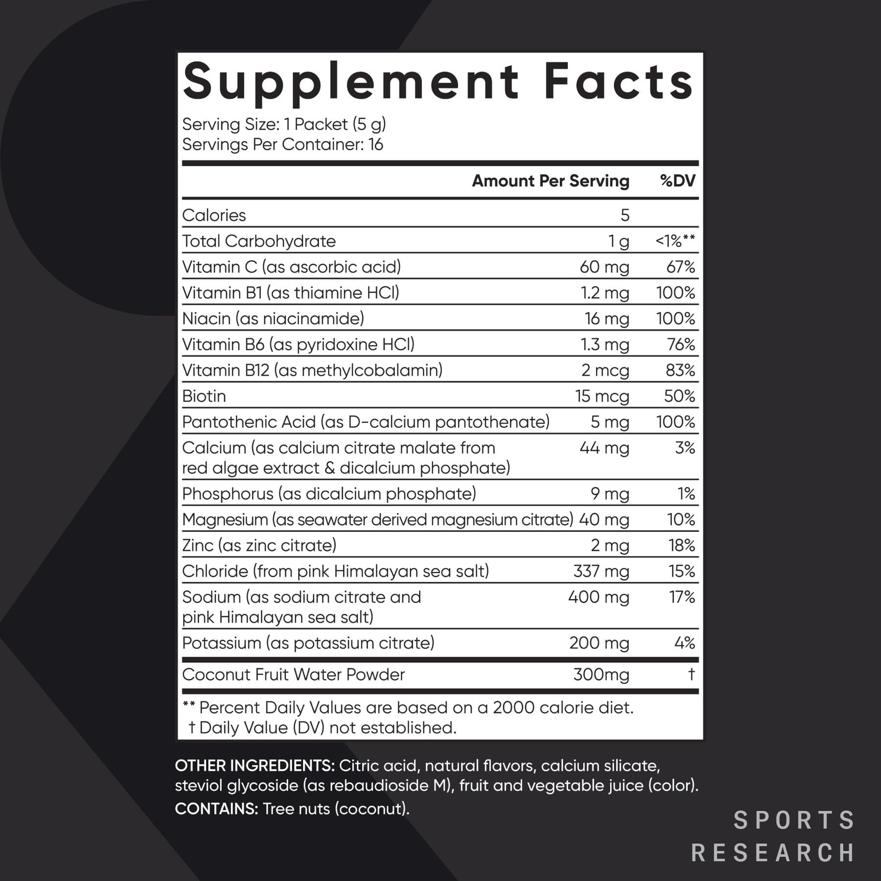 Sports Research caja abierta con 16 sobres organizados para uso diario